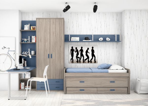 Cama compacta laminada con armario. Ref: 0165