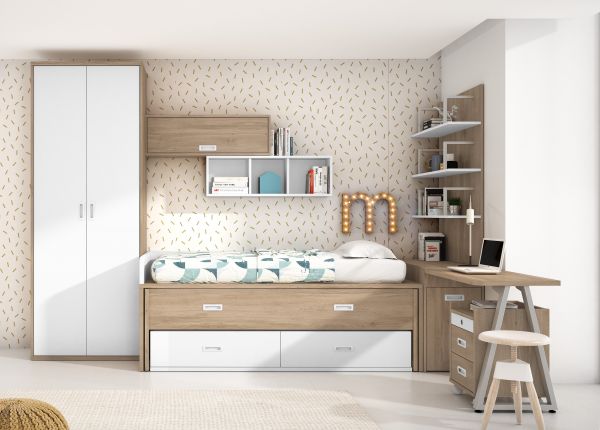 Tatami compacto con zona de estudio y armario. Ref: 0162