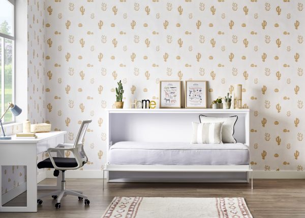 Cama horizontal abatible lacado blanco