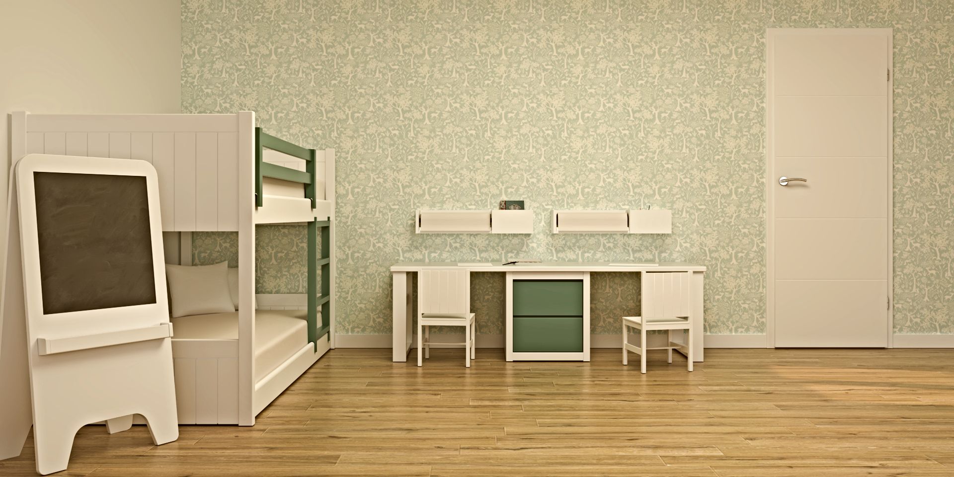Litera 2 camas con zona de estudio y juegos, ideal para habitación infantil | Montessori