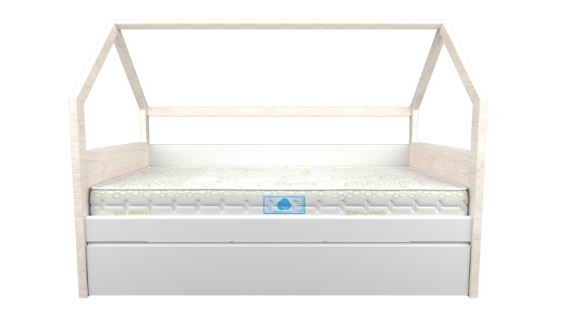 Cama infantil con cajón y barrera de seguridad, 90x190 cm, blanco
